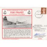WW2 Navy cover Multi signed By Survivors FDC. Fiftieth Anniversary Of The Loss Of H M S THANET On