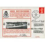 WW2 Navy cover Multi Signed FDC. HMS DEVONSHIRE To commemorate the bravery and devotion to duty of