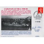 WW2 Navy cover Crew Member W L Olver Signed FDC. Caravan At Sea 1944 45. The Fleet Train,