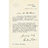 Antony Eden. T. L. S., January 1944, Thanking His Correspondent For A Gift For The Raf Benevolent