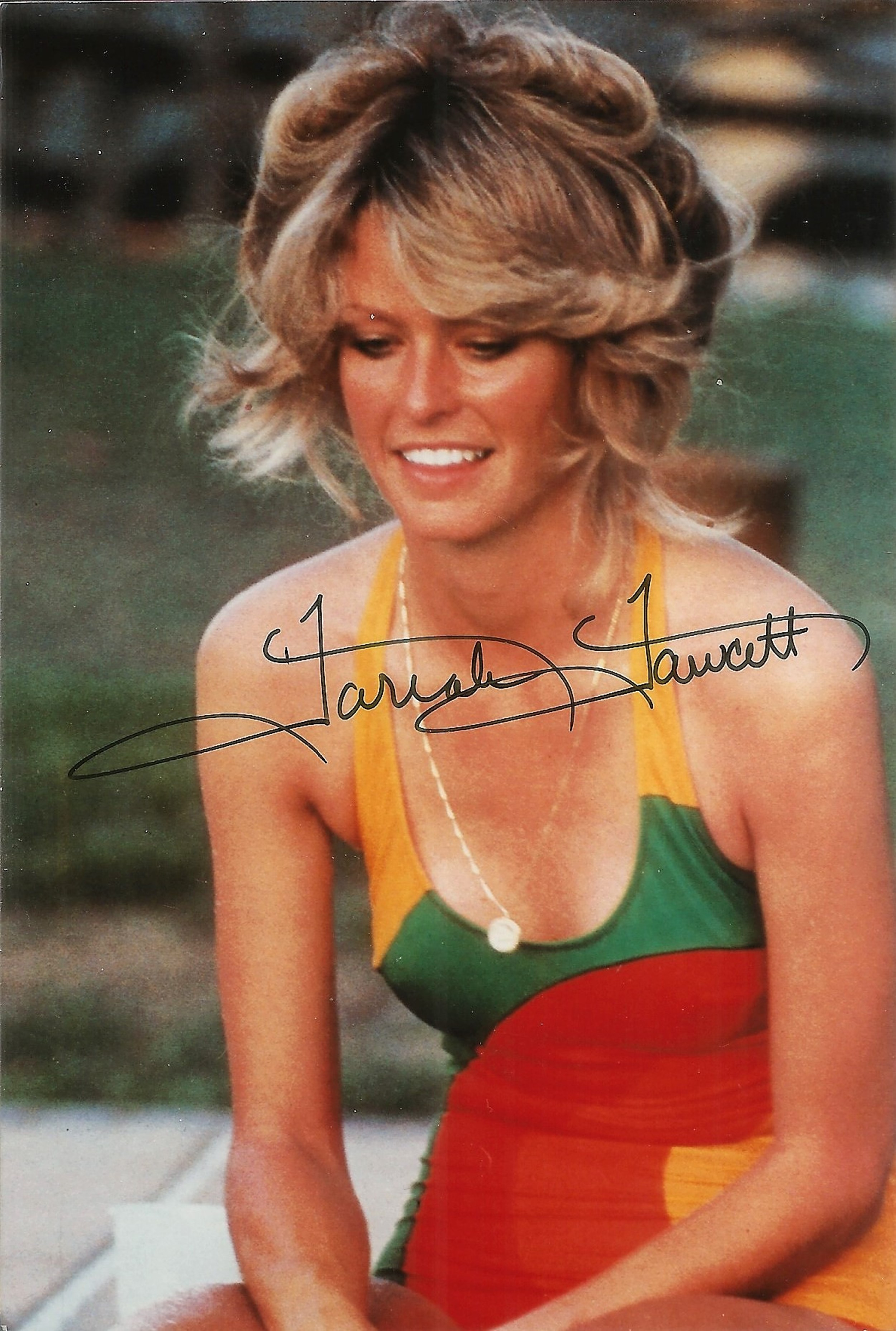 Farrah Fawcett signed 6x4 colour photo. Good condition. All autographs come with a Certificate of