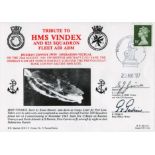 WW2 Navy cover Multi Signed FDC. Tribute To HMS VINDEX and 825 Squadron Fleet Air Arm. Signed by