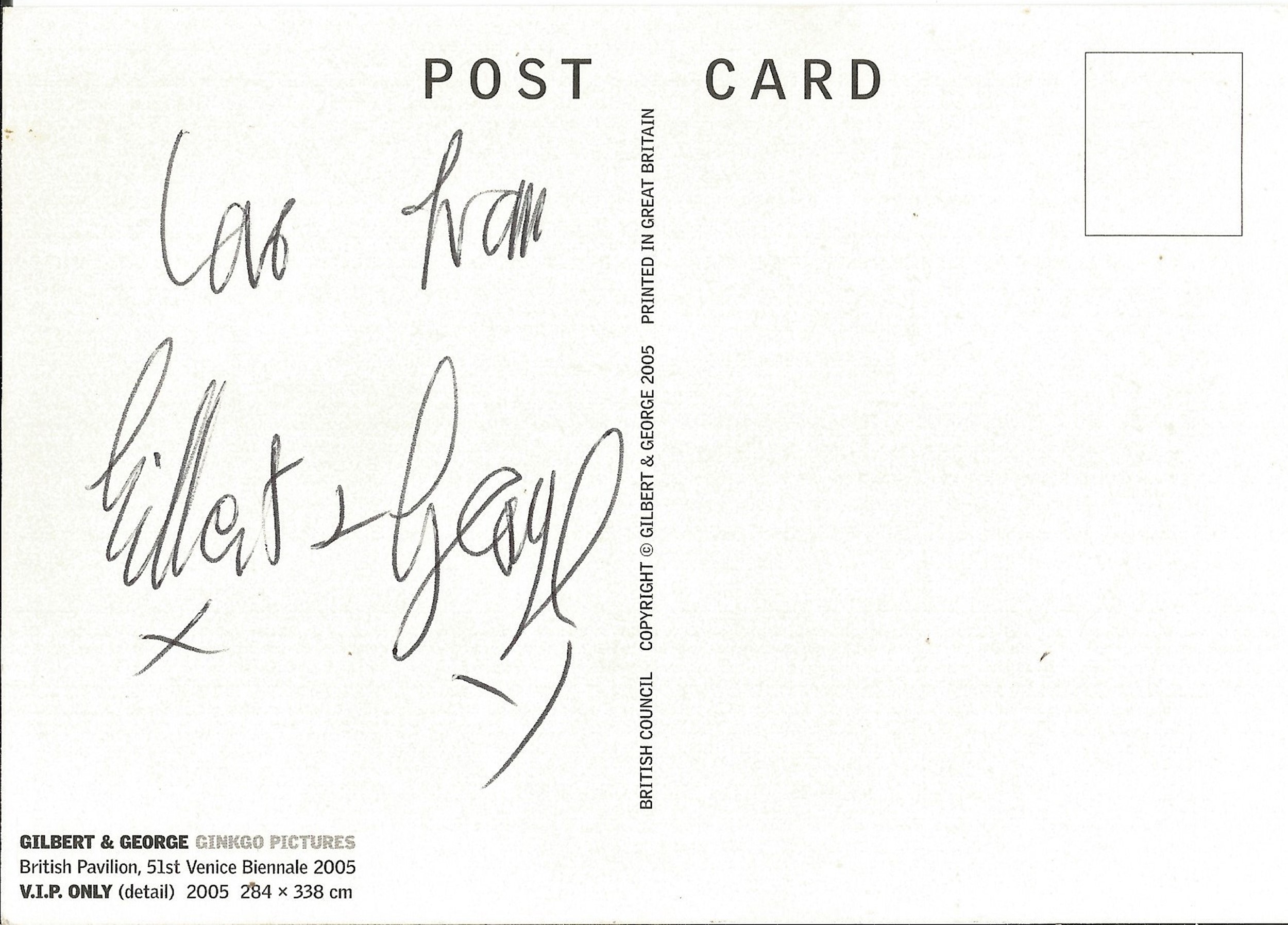 Gilbert and George signed postcard collection. 6 included. Good condition. All autographs come - Image 3 of 4