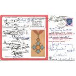 WW2 15 OBE winners multiple signed RAF medal cover. Includes Air Chief Marshal Sir H. Broadhurst,
