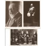 H.M. King Edward VII postcard collection, 3 postcards two showing King Edward VII and one of him