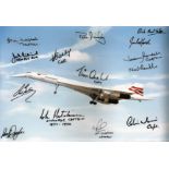 Concorde multi signed 12x8 colour photo signatures includes 13 flight crew signatures such as Cpt