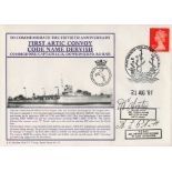 WW2 Navy cover Multi Signed FDC. To Commemorate The Fiftieth Anniversary First Artic Convoy Code