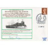 WW2 Navy cover Lt Cdr Ben Rice DSM Signed FDC. To Commemorate The Second Battle Of Narvik 13th April
