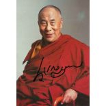 Dalai Lama signed 7x5 colour photo. is a title given by the Tibetan people to the foremost spiritual