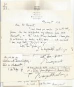 R B Marriott Correspondence collection 8 x Signed letters Margaret Rawlings, 1 Typed letter Sir