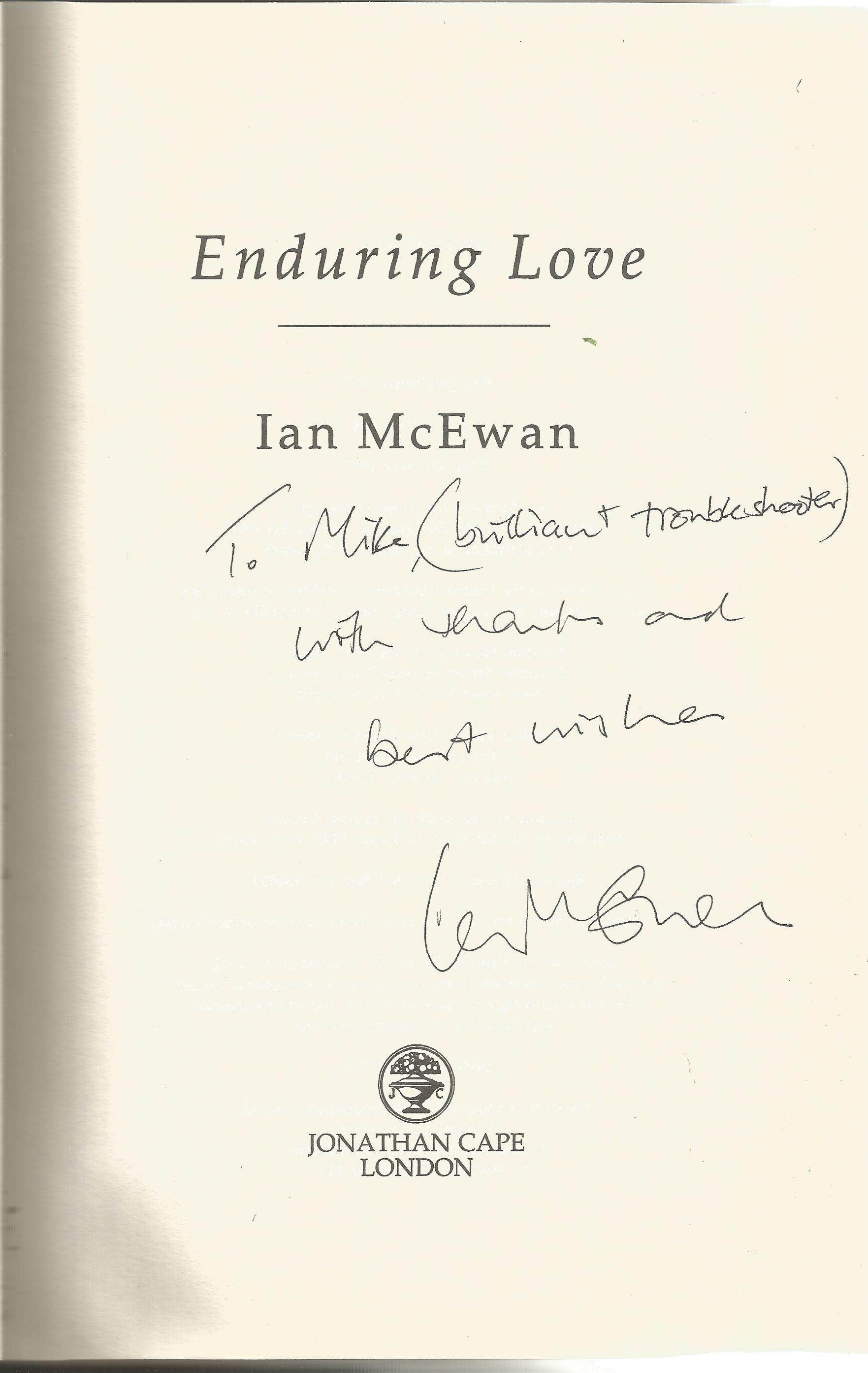 Ian McEwan Hardback Book Enduring Love signed by the Author on the Title Page some marks on back - Image 2 of 2