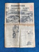 1953 News Chronicle The Crowning Glory Ever is Climbed Celebrating the 29,000 Foot Ascent of Ever,