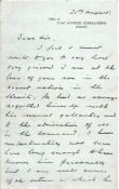Signed Hand written letter from Admiral Sir Henry Daniel Pridham Wippell Sympathising for the loss