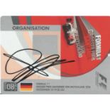 F1 Sebastian Vettel signed 2008 German GP Plastic Pass approx. 6 x 4 inches.