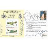 1980 40th Anniversary Battle Of Britain Cover Signed top Five fighter aces