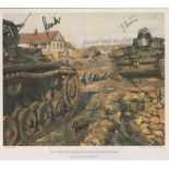 German Panzer Heroes multiple signed WW2 Print 20 autographs.