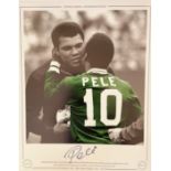Football Brazil Legend Pele Signed Photo Kissing Muhammad Ali