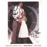 James Bond Richard Kiel and Blanche Ravalec signed 10 x 8 inch colour photo.