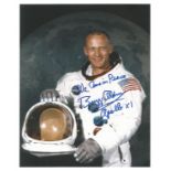 Apollo XI Buzz Aldrin signed 10 x 8 inch White Space Suit photo rare inscription