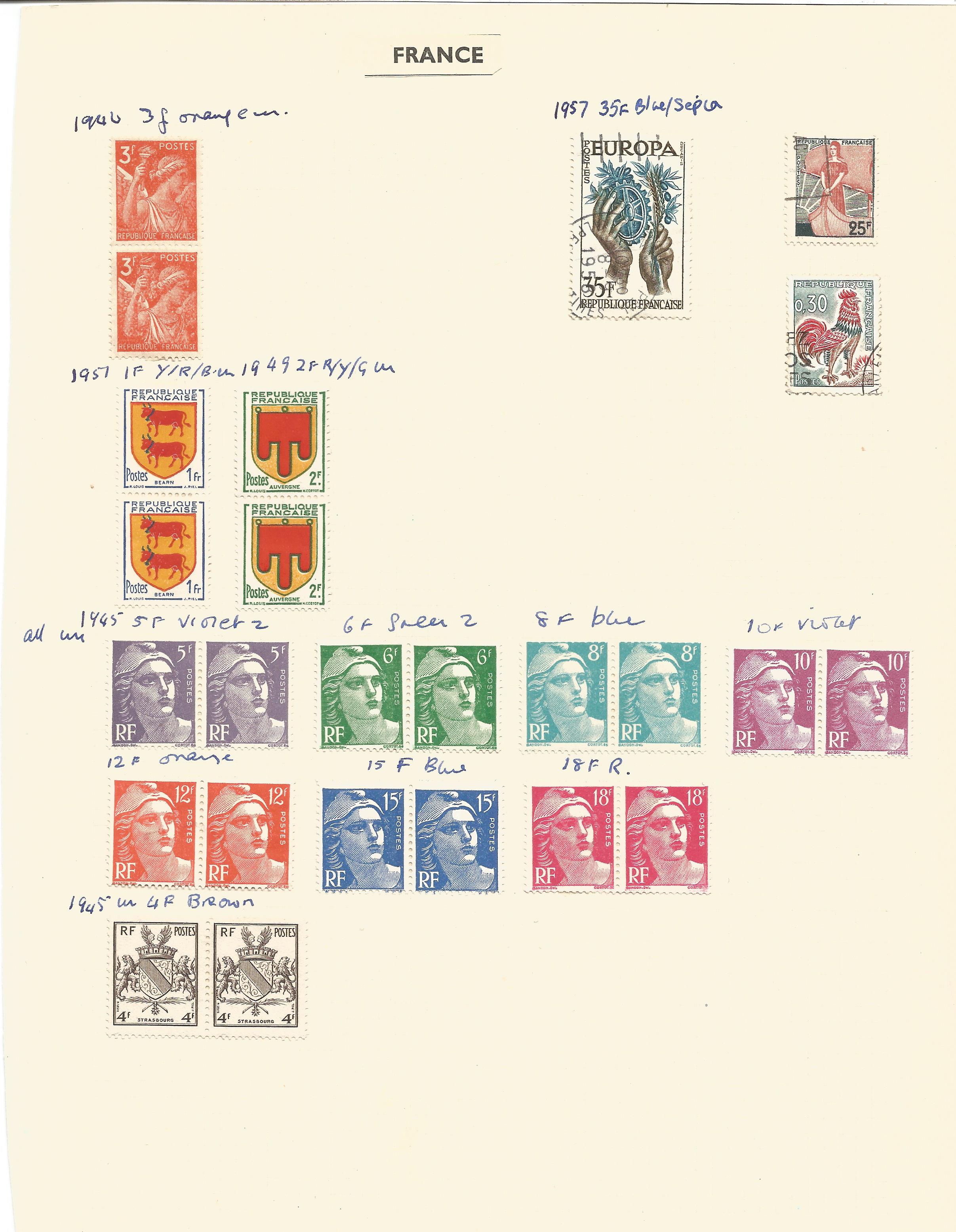 France, 1946/1977, stamps on loose sheets, approx. 50. Good condition. We combine postage on