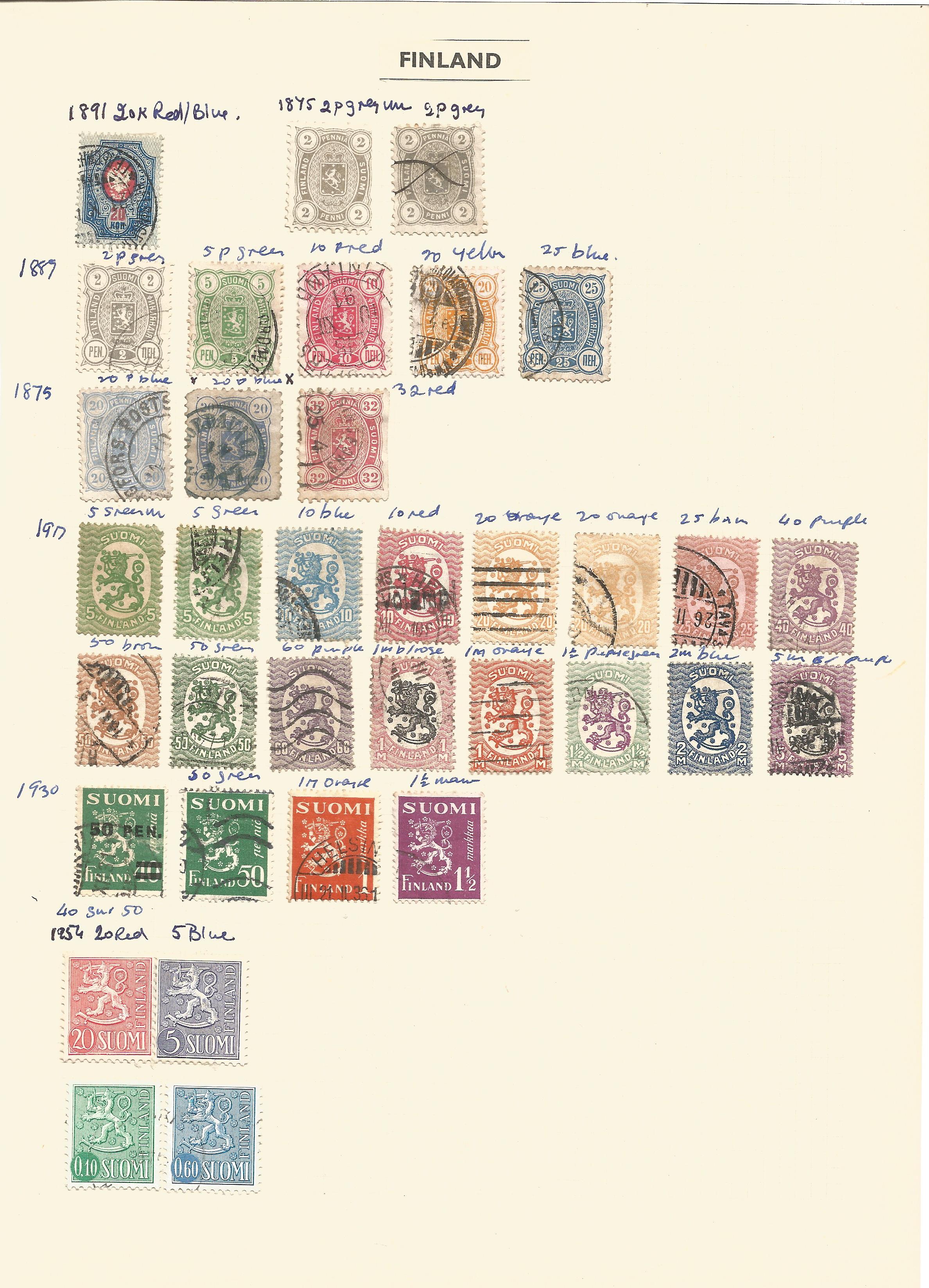 Czechoslovakia, Finland, stamps on loose sheets, approx. 50. Good condition. We combine postage on - Image 2 of 2