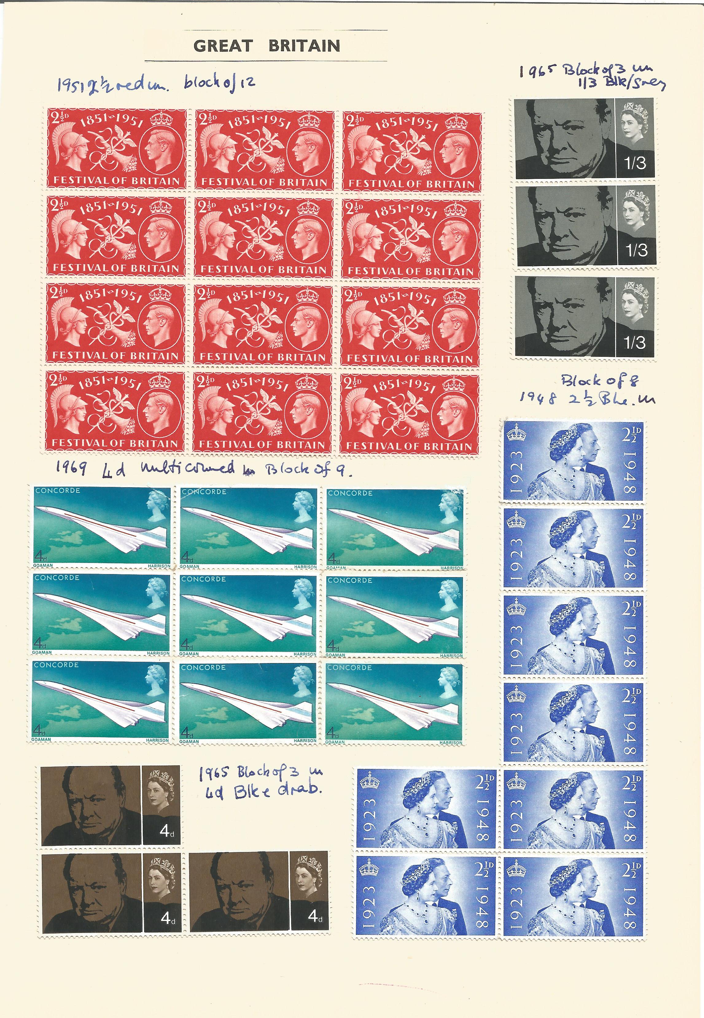 Great Britain, King George VI and Queen Elizabeth II, stamps on loose sheets, approx. 100. Good