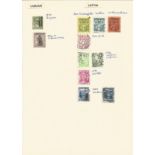 Liechtenstein, Lithuania, Labuan, Latvia, stamps on loose sheets, approx. 35. Good condition. We
