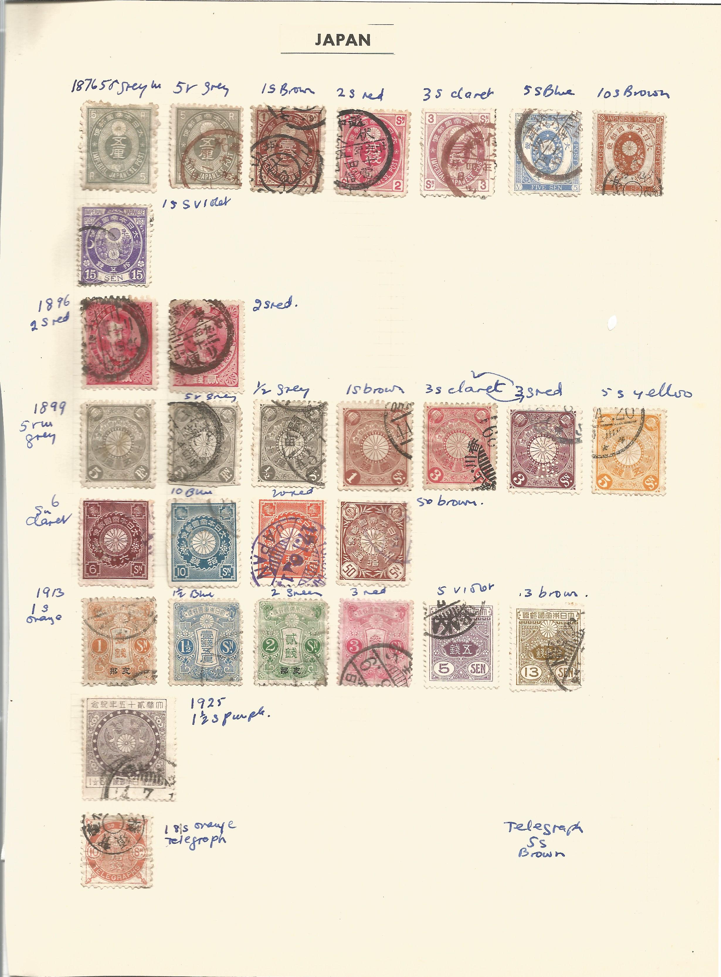 Japan, stamps on loose sheets, 1876/1976, approx. 30. Good condition. We combine postage on multiple
