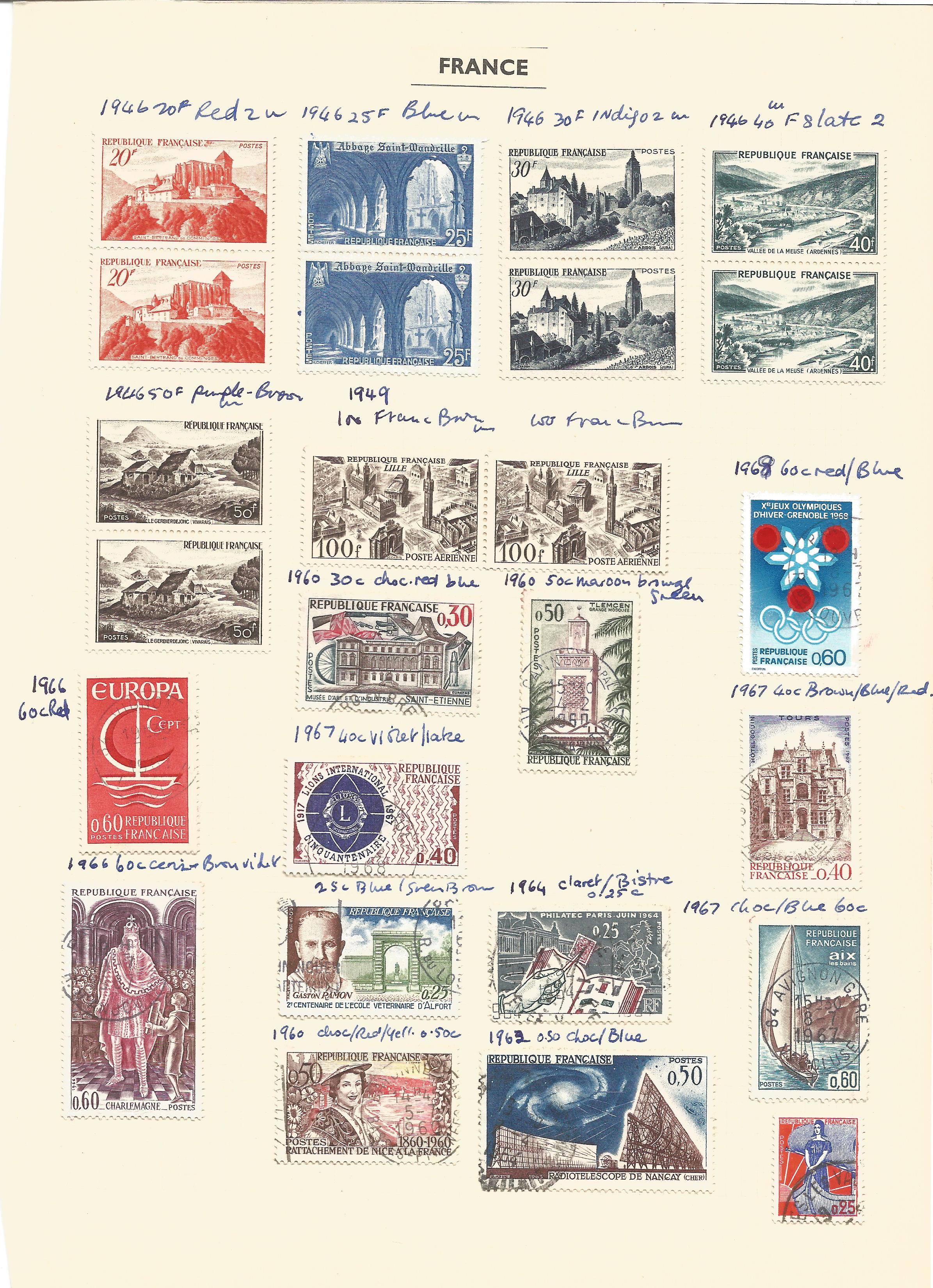 France, 1946/1977, stamps on loose sheets, approx. 50. Good condition. We combine postage on - Image 2 of 2