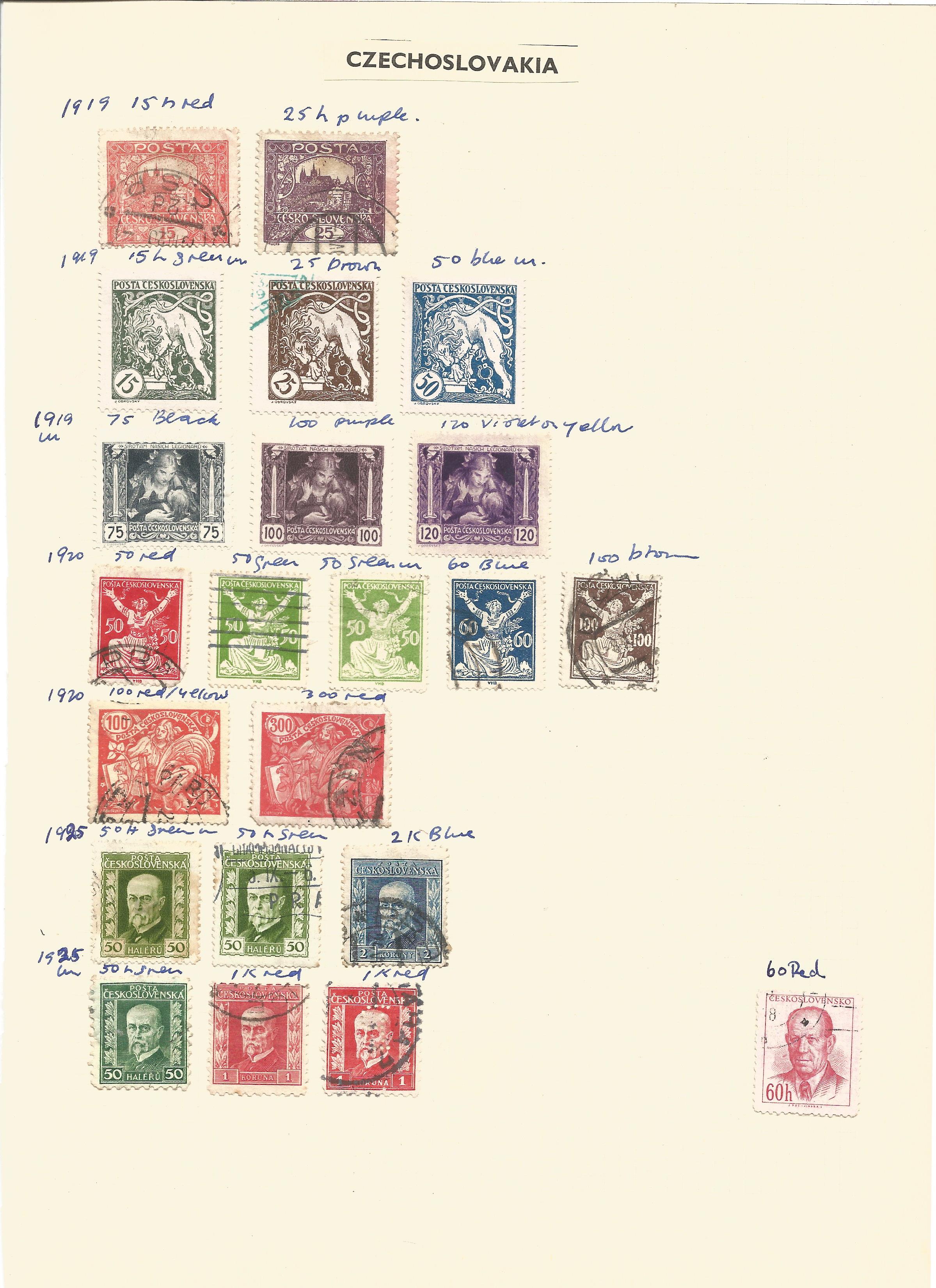 Czechoslovakia, Finland, stamps on loose sheets, approx. 50. Good condition. We combine postage on