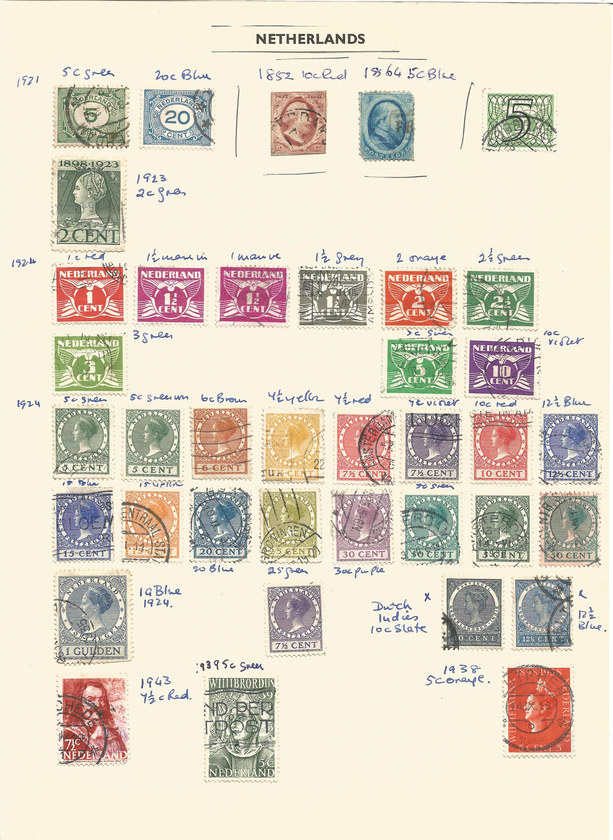 Netherlands, 1852/1939, stamps on loose sheet, approx. 25. Good condition. We combine postage on