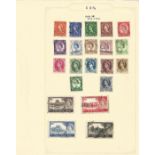Great Britain, George VI and Queen Elizabeth II, stamps on loose album pages, approx. 45. Good