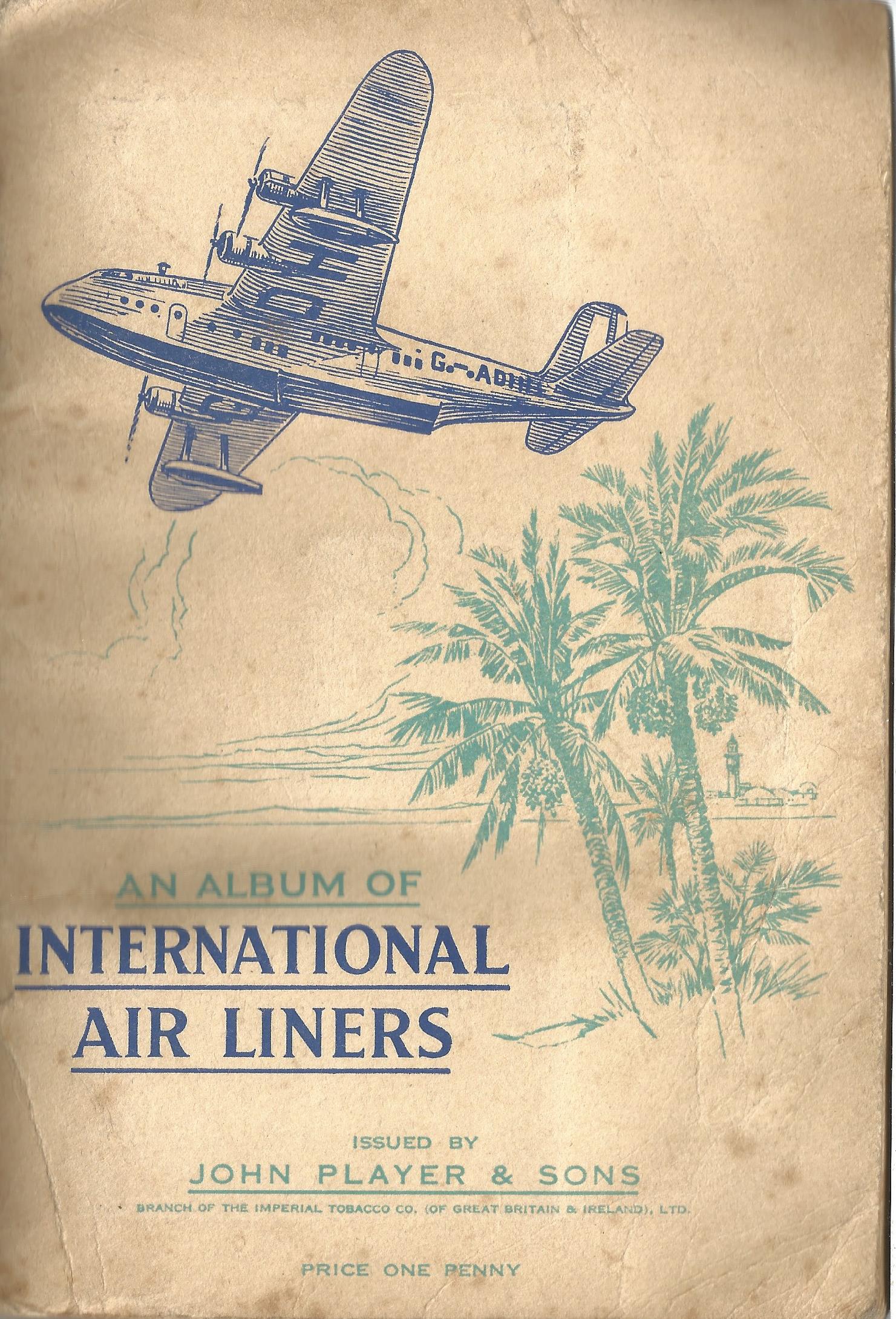 Player's Cigarette Cards, Album of International Air Liners, 1936, 50 cards. Good condition. We