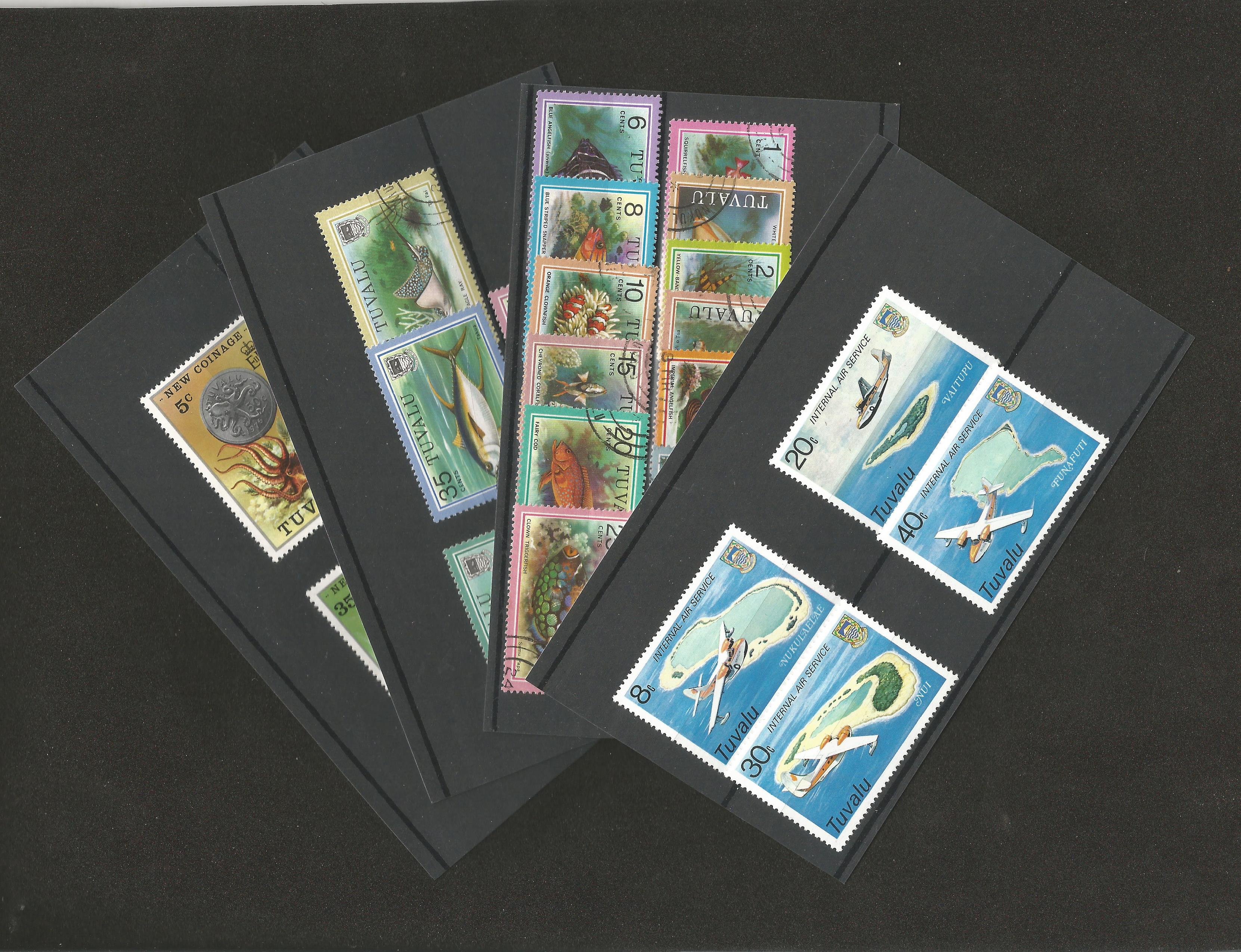 Tuvalu, stamps in stockcards, approx. 30. Good condition. We combine postage on multiple winning
