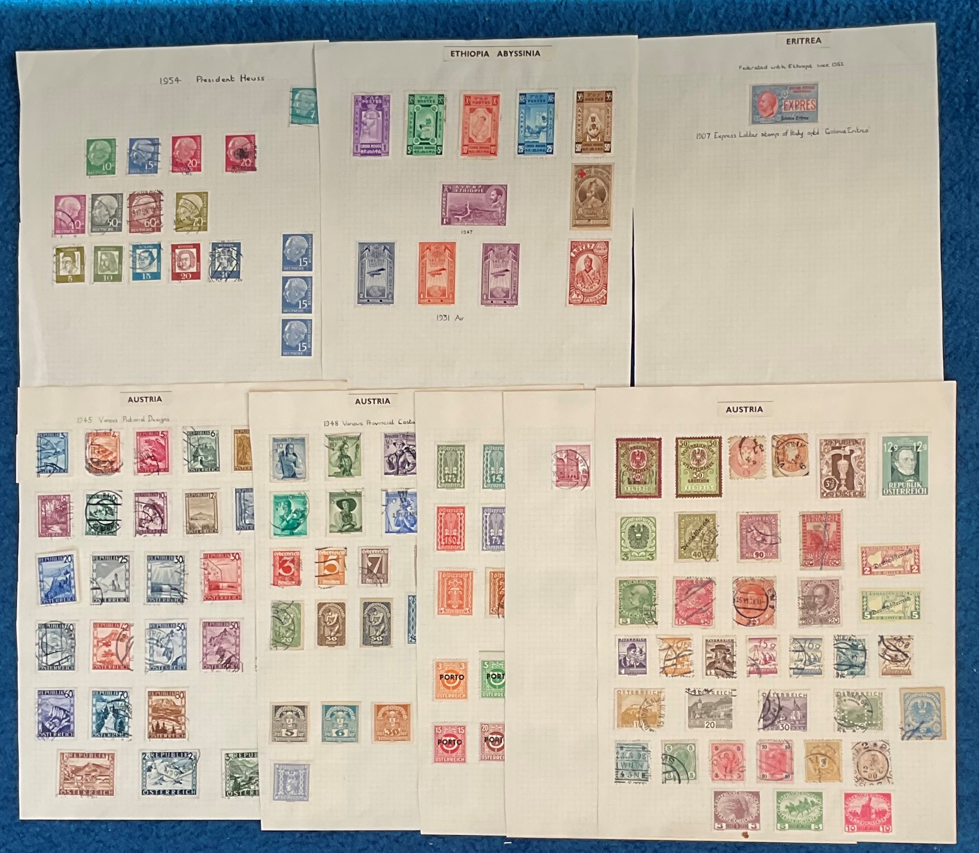 Assorted stamp collection. Includes Germany, Austria, Ethiopia and Eritrea. Good condition. We