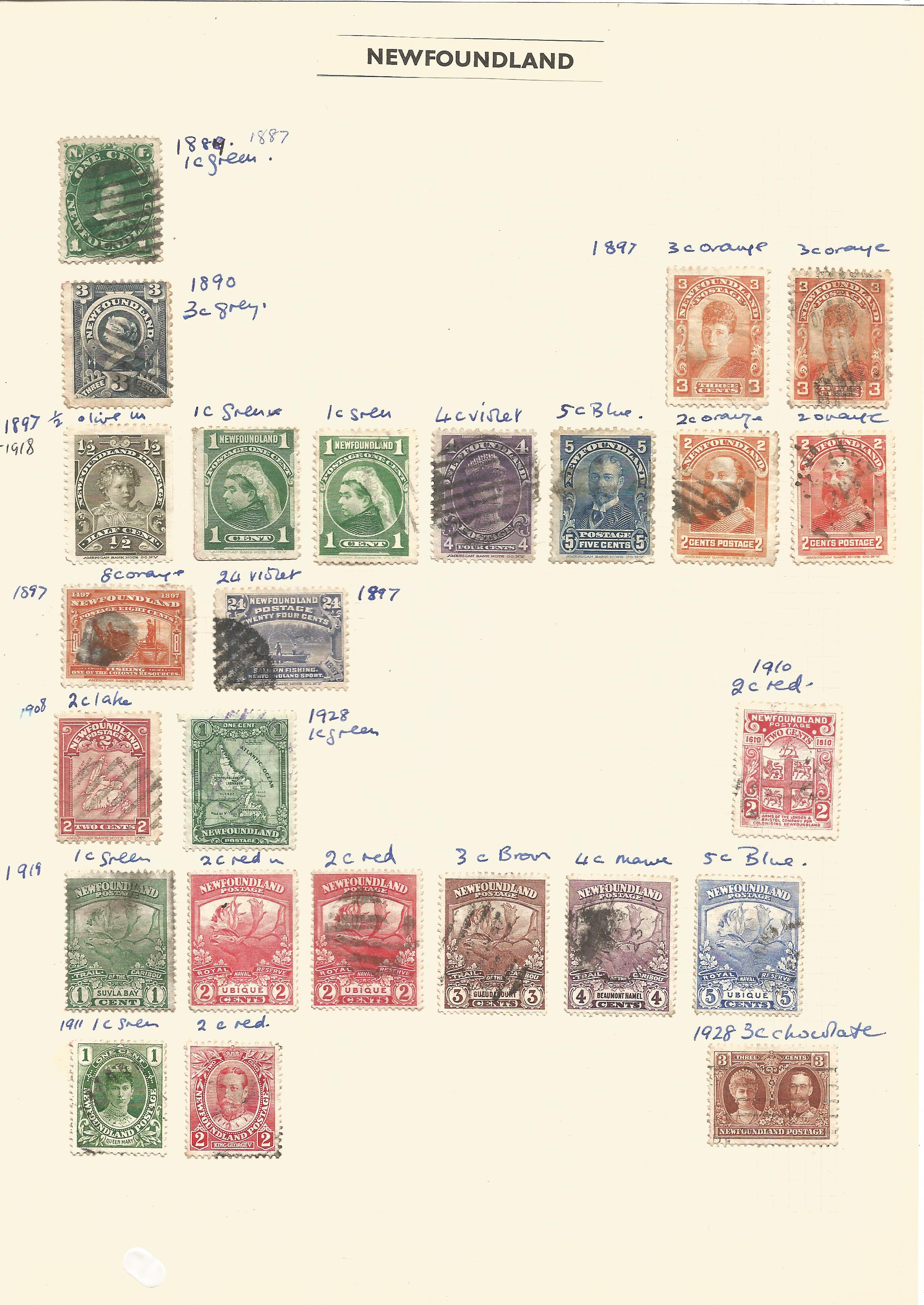 Newfoundland, 1887/1941, New South Wales, 1860/1892, stamps on loose sheets, approx. 45. Good