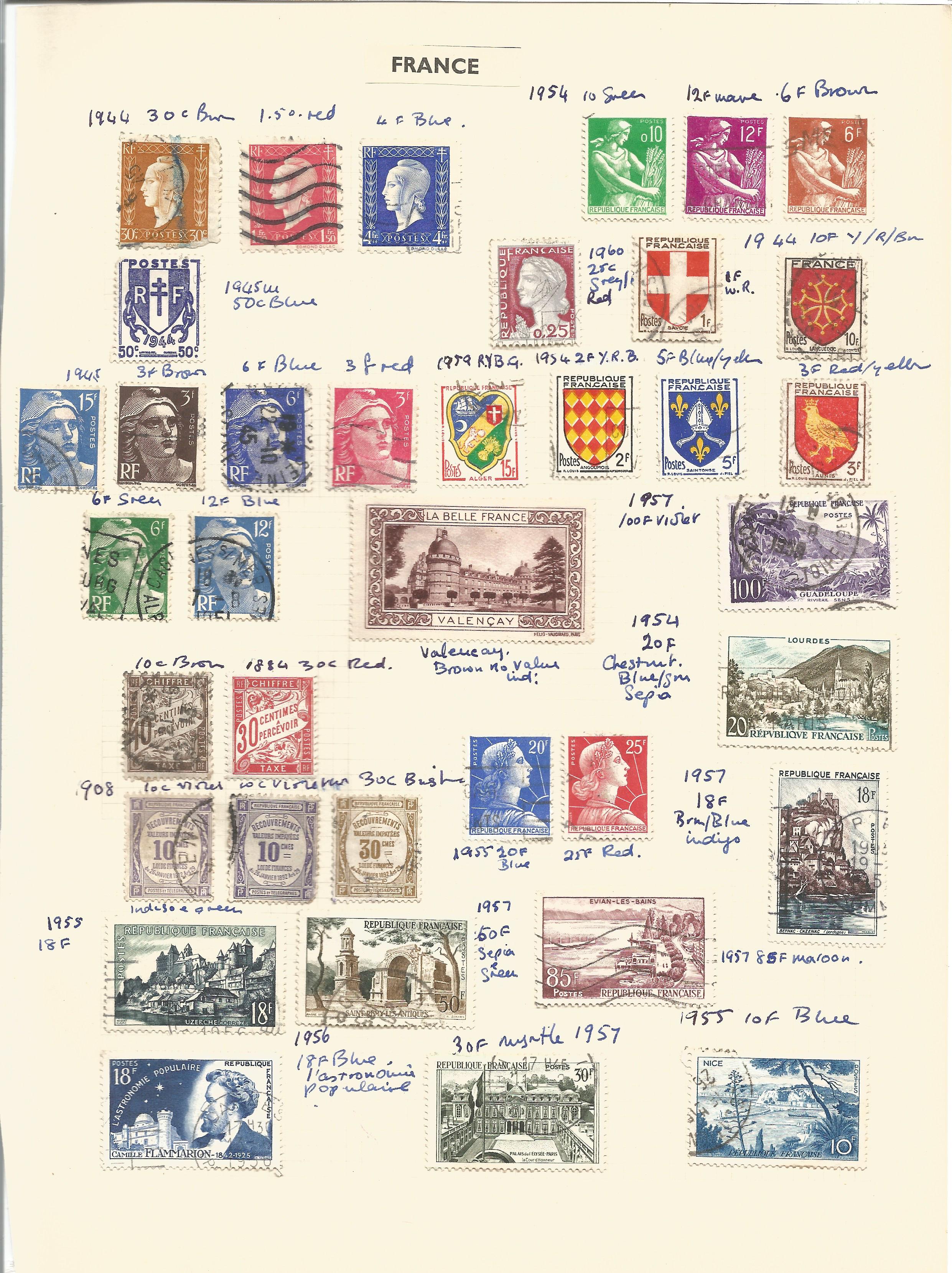 France, 1938/1937, stamps on loose sheets, approx. 40. Good condition. We combine postage on