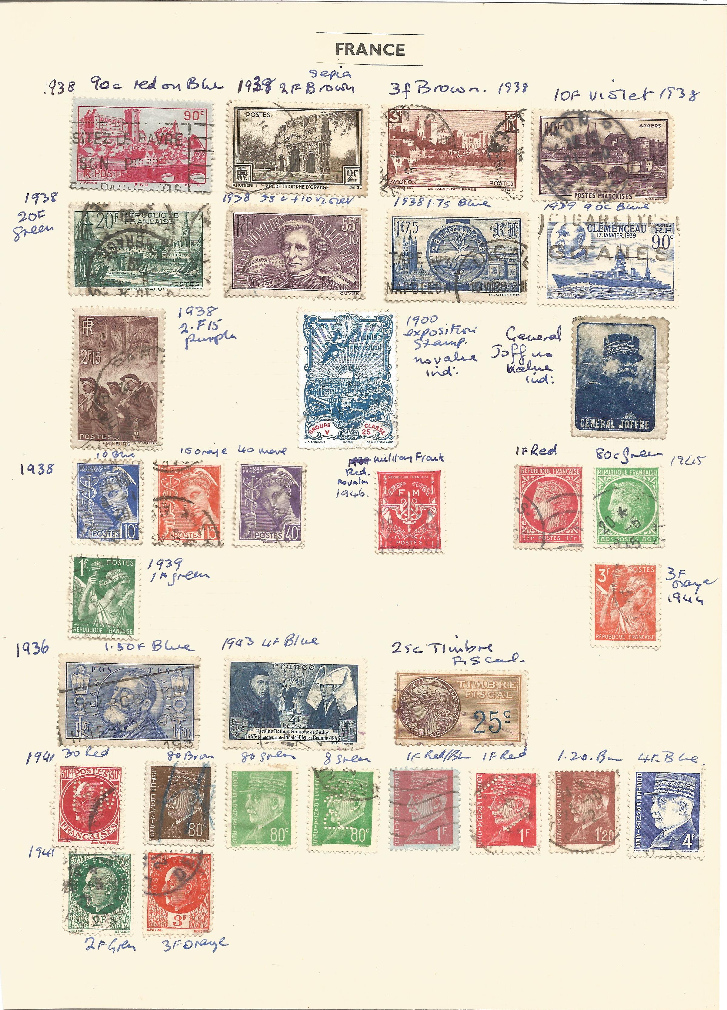 France, 1938/1937, stamps on loose sheets, approx. 40. Good condition. We combine postage on - Image 2 of 2