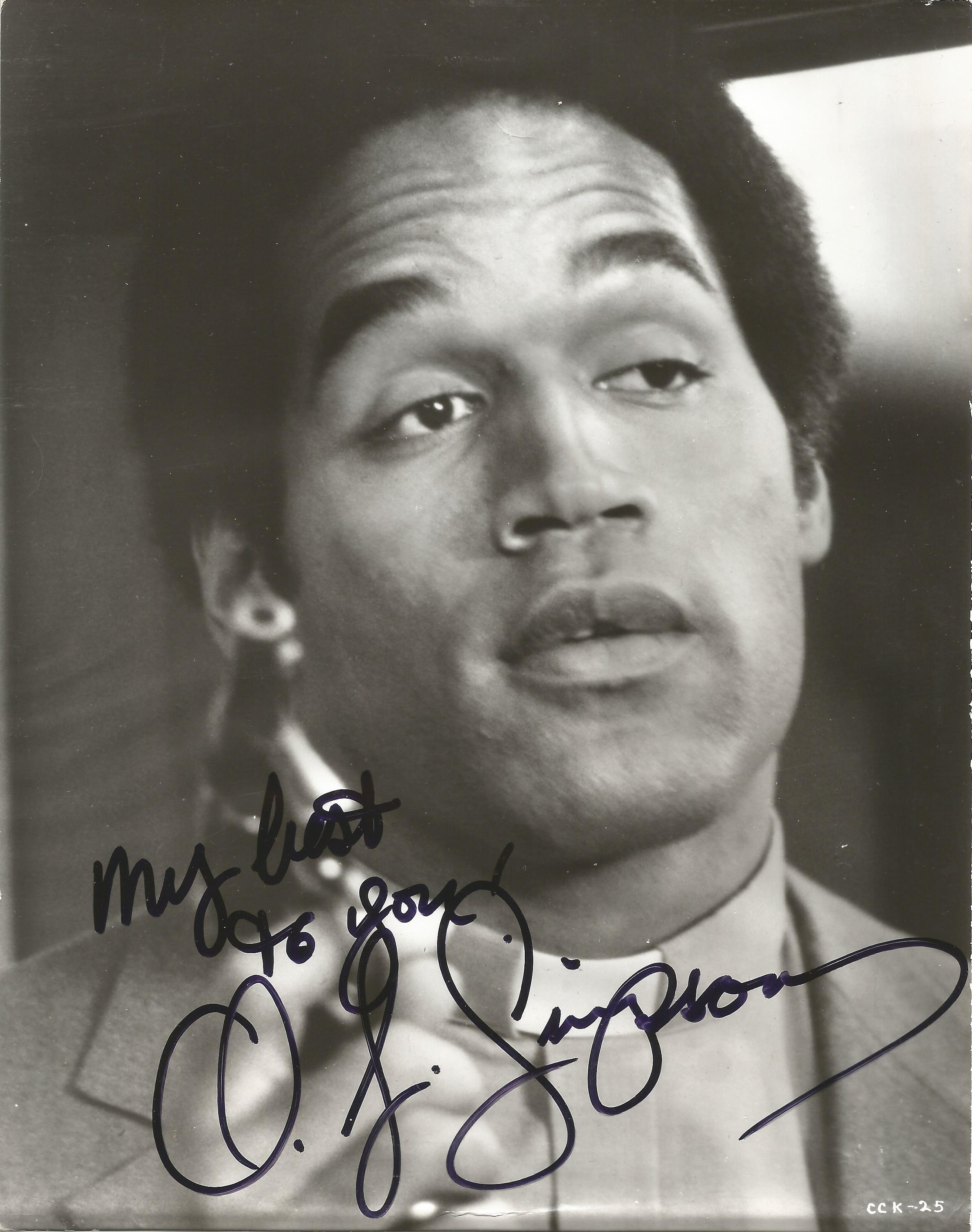 American former football running back and Actor O J Simpson 10x8 signed black and white image from