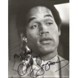 American former football running back and Actor O J Simpson 10x8 signed black and white image from