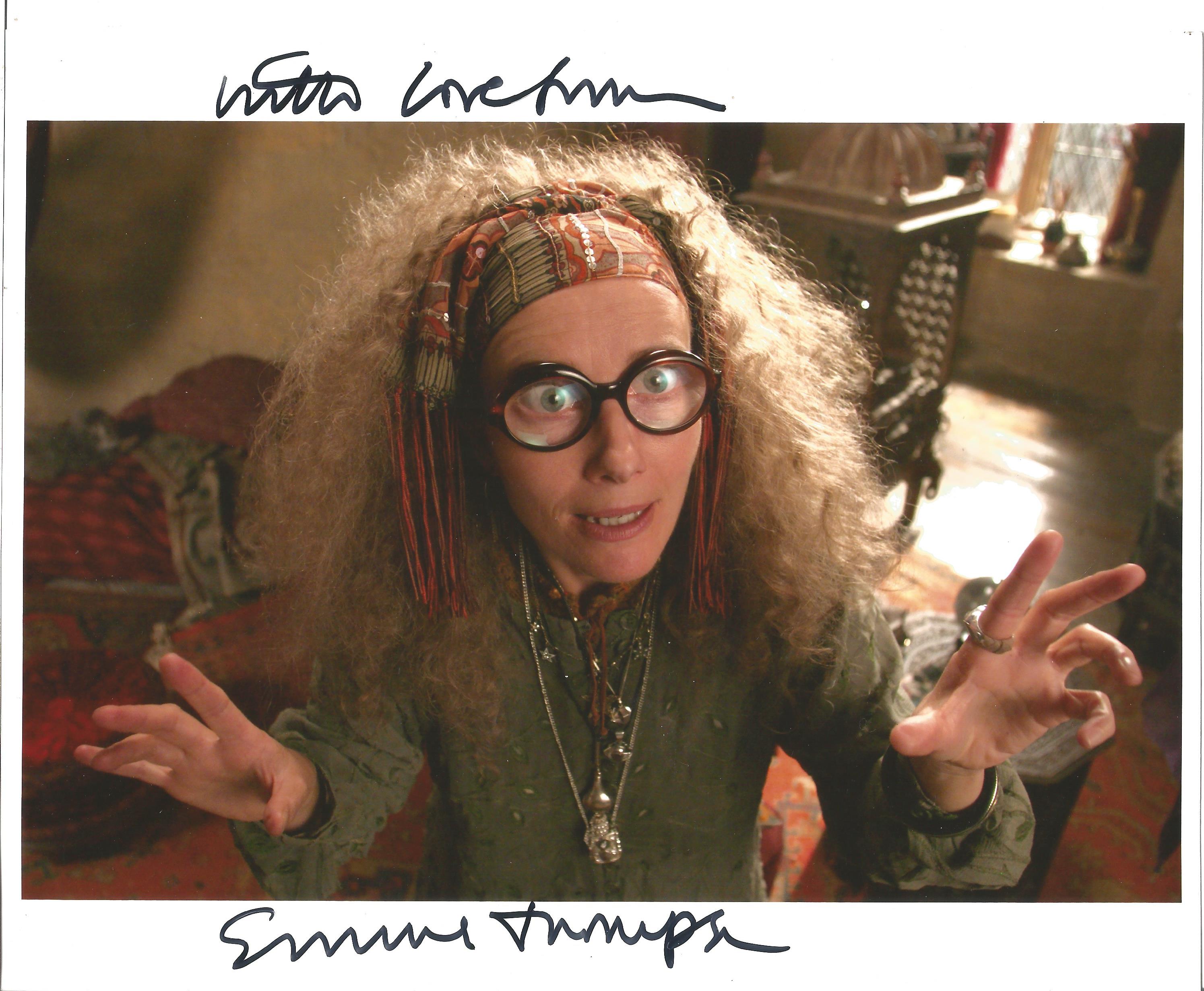 Actress Emma Thompson signed 10x8 colour photo in character as Sybil Trelawney in the Harry Potter