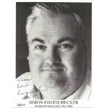 Actor Simon Fisher-Becker signed 8x6 black and white photo, dedicated to Andrew, together with