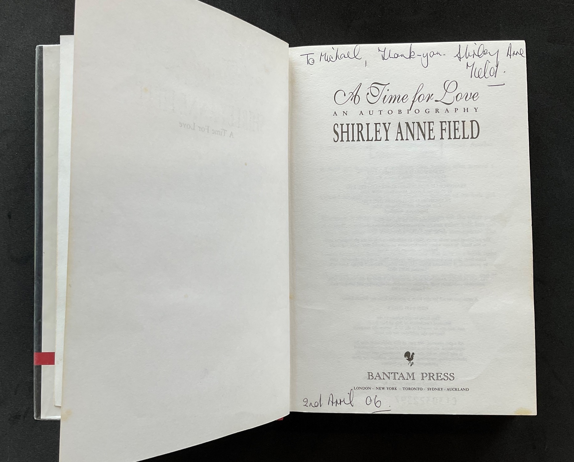 Actress Shirley Anne Fields book A Time for Love, signed by Field on the title page and dedicated to - Image 2 of 3