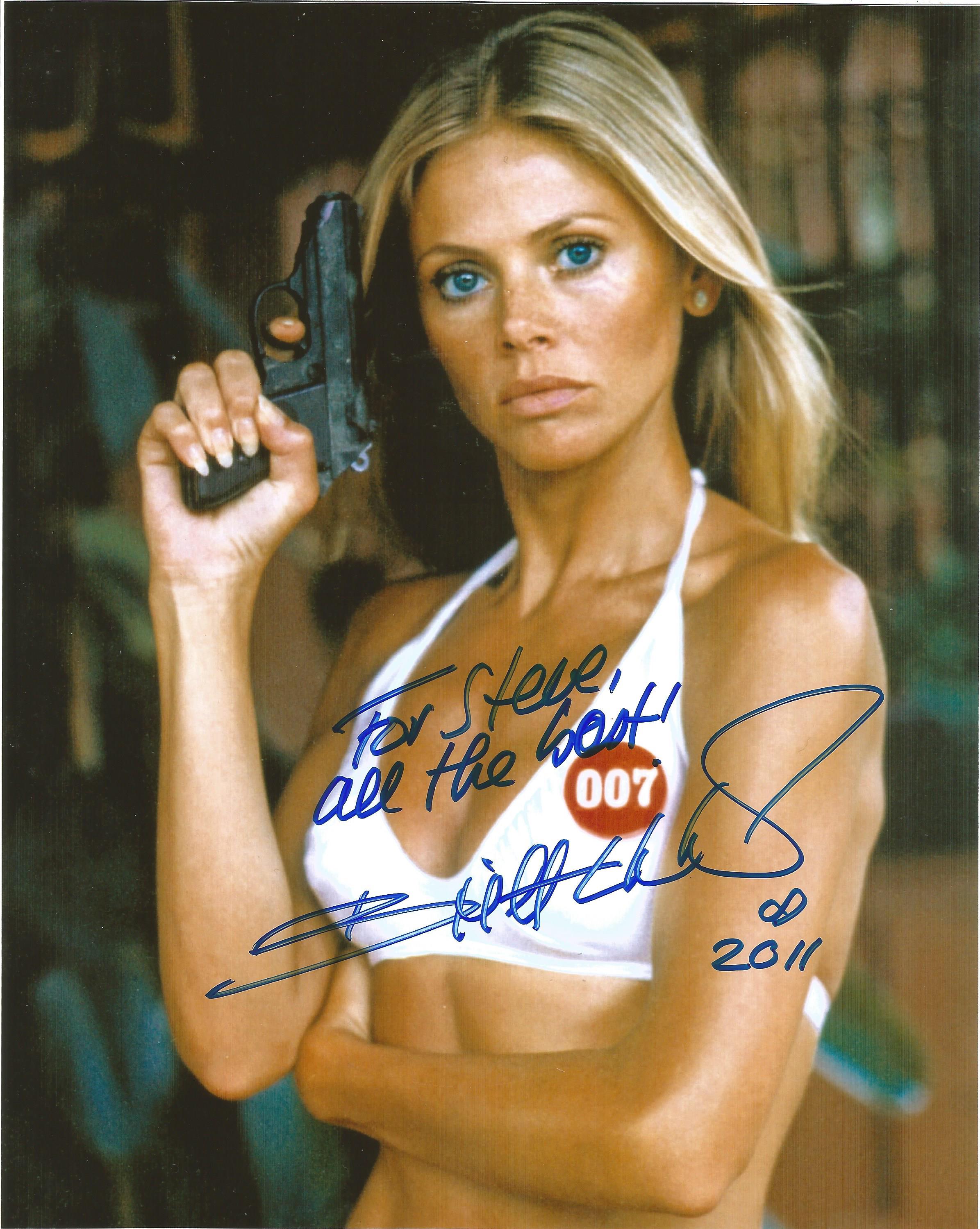 Actress Britt Ekland 10x8 signed colour photo Man with The Golden Gun image dedicated to Steve.