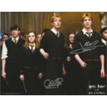 Actors James and Oliver Phelps dual signed 10x8 colour photo in character as Fred and George Weasley