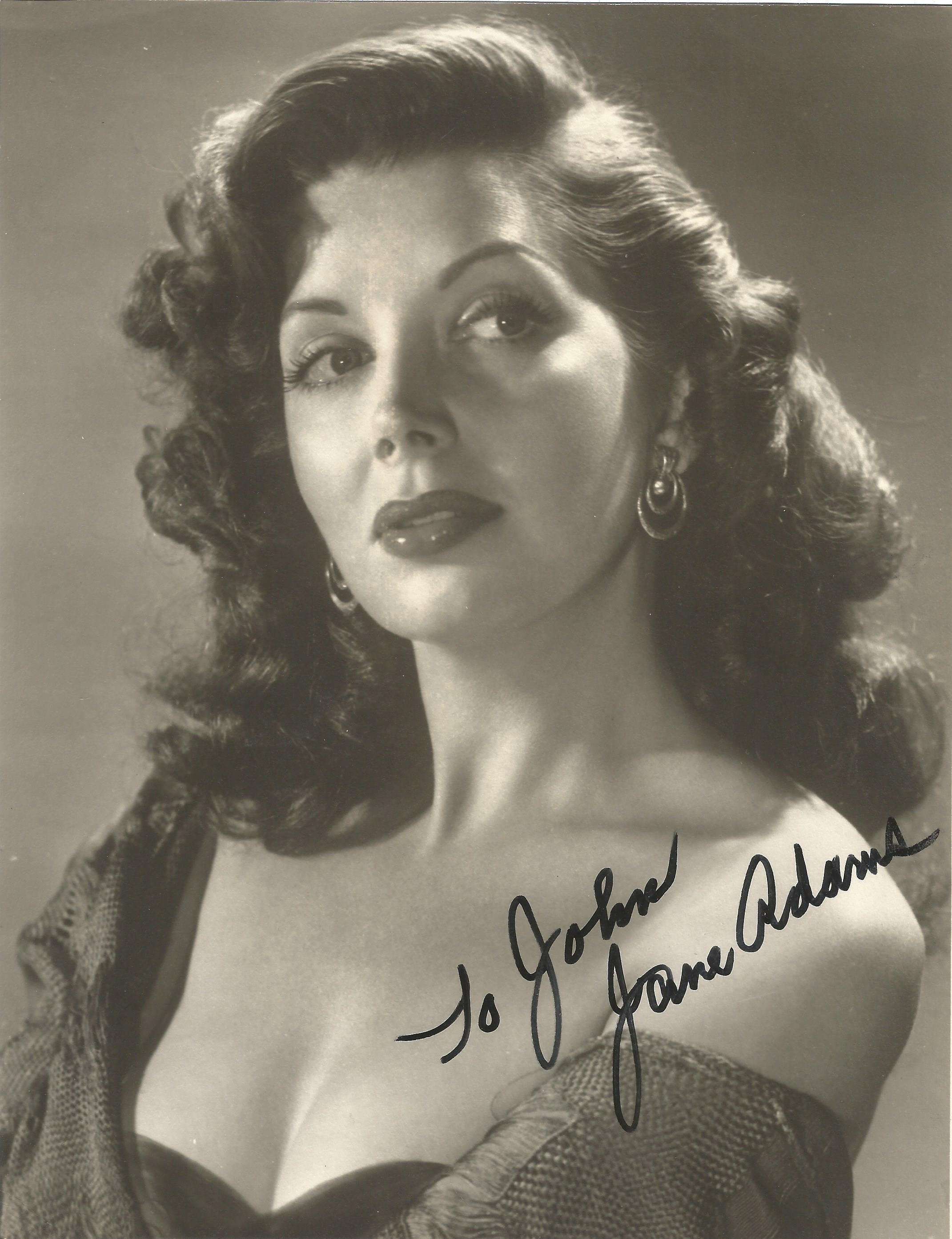 Actress Jane Adams, signed 10x8 vintage black and white photo, dedicated to John. Betty Jane Bierce,