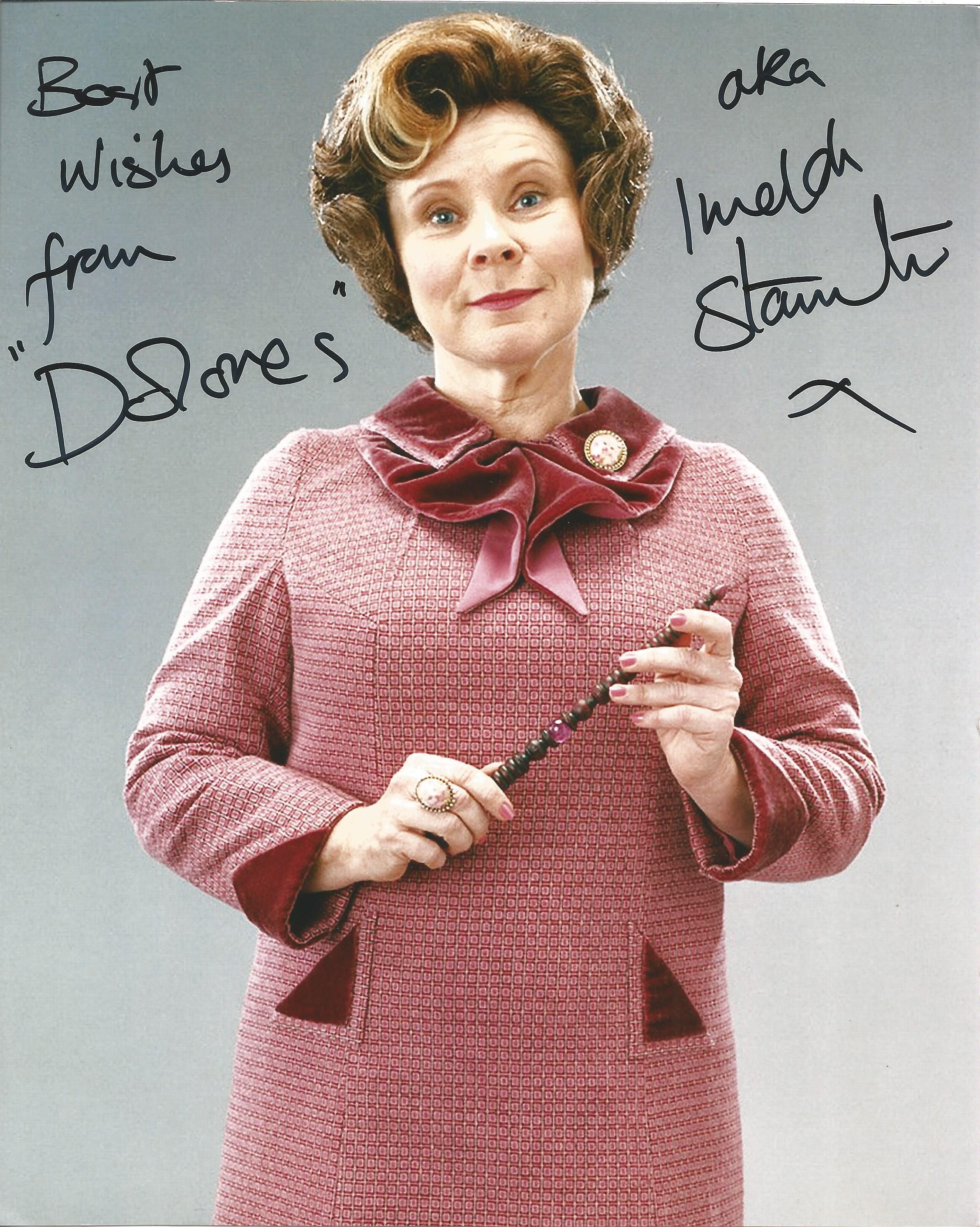 Actress Imelda Staunton signed 10x8 colour photo in character as Dolores Umbrage inscribed from