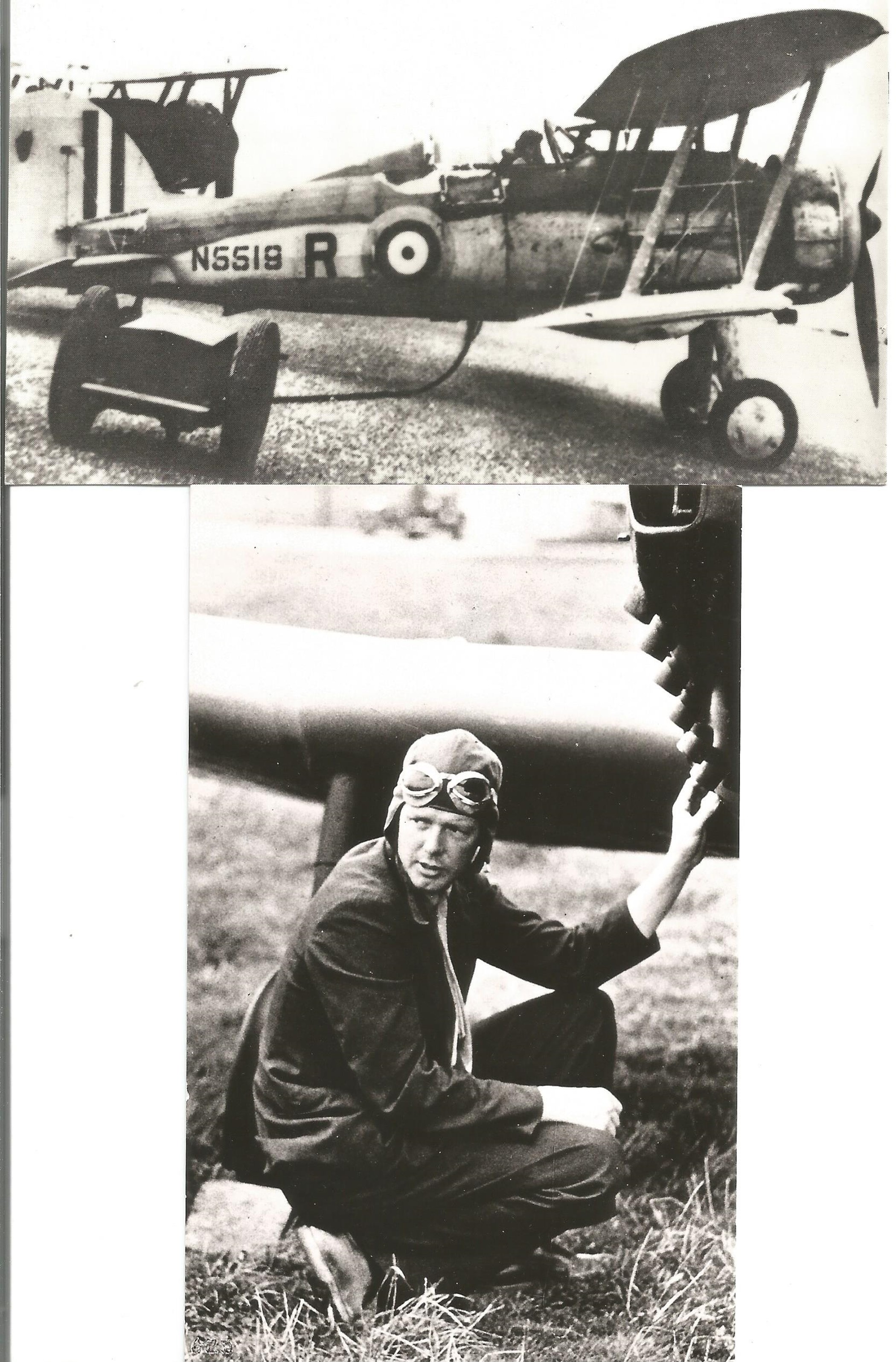 WW2 Collection of 2 Black and White Printed photos displaying a pilot Charles Lindbergh and a