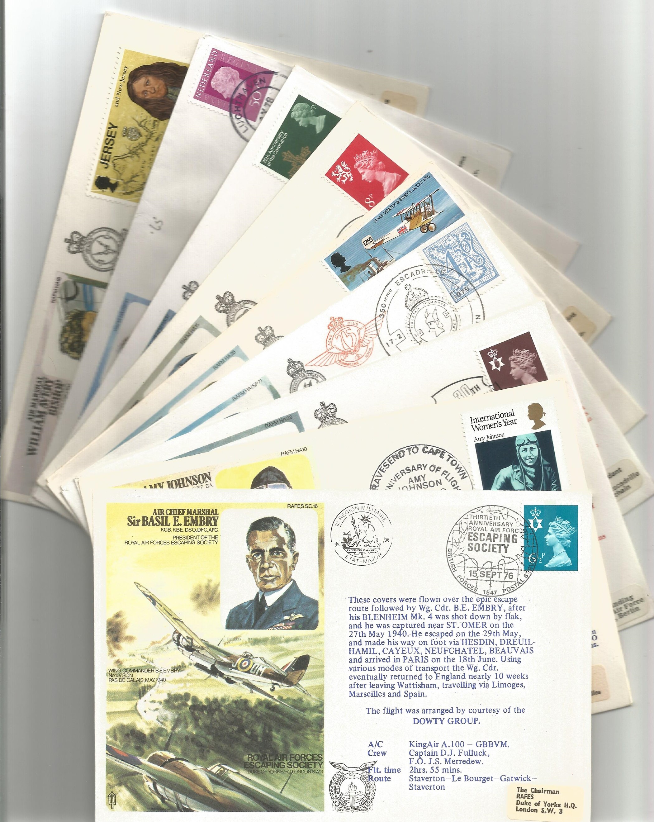 WW2 Collection of 9 Fighter Aces/Pilots RAF FDCs. 5 Signed. 4 Unsigned. Air Marshal William Avery
