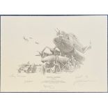 WW2 Multi Signed Nicolas Trudgian pencil drawn Print titled Operation Catechism. Signed by 617